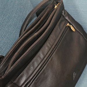 Stone Mountain Dark Brown Leather Multi-Compartment Shoulder Purse